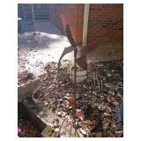 Metal hummingbird and butterfly yard stake