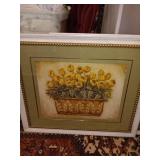 2 pictures. Yellow flowers with green mats. 37x31