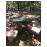 Concrete Table and 3 Bench Set..Bring help to load.