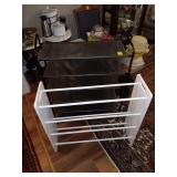 2 shoe racks.. white is 33.5x31.5, brown is 31x 41
