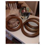 1 Collectable Knowles Plate, 8 metal plate hangers and 6 Wood Plate frames