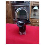 Vintage Romanian Art Glass Basket. Deep Red