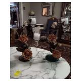 Pair of Rose Candleholders