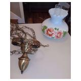 Very Pretty Victorian Blue with Pink Flowers hanging swag light