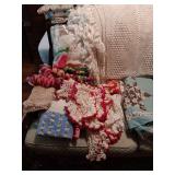 Antique linens, crocheted and needlepoint