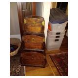 3 nesting trunks with gold hammered trim..21x16x12, 16x13x10 and 12x11x7.5