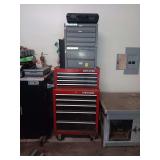 Red Craftsman toolbox and metal box above with contents. Contents on and inside included..no keys
