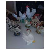 Nice collection  of roosters including a collectible spoon rest.