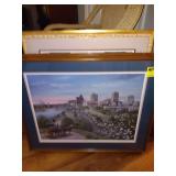 Louise Dunavant signed and Numbered Prints. Gold framed "Peabody Pets" 26x30 and "Memphis Riverside" 32x26