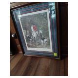 Fox Hunt Picture 27x32 Nice Frame with Brass Corners