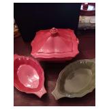 Skyros bakeware..2 bowls and covered serving/soup bowl