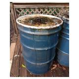 Empty blue metal barrel 35 x 24.