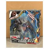 MARVEL LEGENDS Ultimate Nick Fury and Ultimate Captain America action figures with interchangeable parts…..blister pack has damaged corner