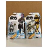 (2) Star Wars small action figures…..SYNARA SAN & COMMANDER PYRE (blister pack is crushed at bottom on this one)