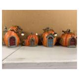 Grouping of (4) LED light up pumpkin fairy houses…..all need batteries