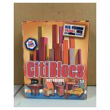 Box of CitiBlocs wooden building blocks….there are actually a little over 60 in the box of red and orange