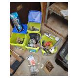 Tools, quantity and quality, 4 buckets, specialty tools, tapes, clamps, wire, propane torch kit, old soldering Gun,