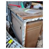 Work Table 28" H x 59" L x 29" W, square metal tubing base, wood top