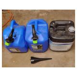 2 Kerosene Containers Smart Control, 1 five gallon jug 1-K Kerosene with about 1/2 gallon left and one funnel
