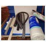 Bundle, 20" Aluminum Water Heater Pan, 48" x 2" x 75" Water Heater Insulation Blanket, various pieces pipe insulation, various pieces PVC piping, various sheets Styrofoam