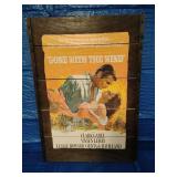 "GONE WITH THE WIND" Commemorative Wall Art, poster adhered to wooden planks. 34 1/2" x 24". Dusty, some wear on corners.