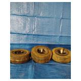 3 Small Utility Tires, all flat, all on plastic rims, all Cheng Shin 2 smooth size 3.40/3.00 -5, 4 ply, 1 ribbed 11 x 4.00 -5, 2 ply