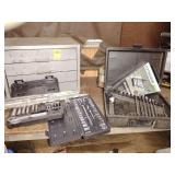 Socket & Wrench Sets in three cases with accessories in photo, some pieces missing.