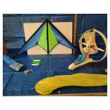 Grouping Sky Airplane Parachute, Stunt Kite Dual Control and Windsock 3 pcs