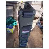 5 Ammo Cans, plastic, stacking. 2 have metal detecting, digging tools and prodes included.