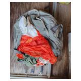 Military 8 gas mask bags, lots of filter, 1 metal canteen, 5 plastic canteens canvas holders, large duffle bag containing parachutes not sure how many
