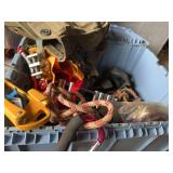 Container with canvas bags and carabiner items