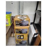 Leveling Jacks for Baker, Metaltech Job Site Series, 12", 4 - Boxes of 4, plus one loose, on small wooden dolly, other contents not included