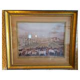 Beautiful Vintage Framed 21.25x14.75" & Triple Matted Print of an Original Painting by Artist E. Hicks SEE PIC WITH INFO ABOUT THE PAINTING in excellent vintage condition...