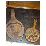 Two(2) Interesting Vintage Primitive Wooden Molds...Rice Cake/Butter & Lollipop Butter...