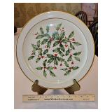 Vintage Lenox 12.5" Round Christmas HOLIDAY Serving Platter Hand Decorated w/24-K Gold...