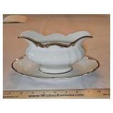 Gorgeous LIKE NEW Vintage Hutschenreuther China of Germany Gravy Boat w/Attached Underplate in the Revere(White) Pattern in excellent vintage condition...