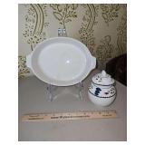 Vintage Adams English Ironstone 10" Oval Baker & Sugar Bowl w/Lid in the "Lancaster" Pattern in excellent vintage condition...
