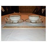 Pair of Gorgeous LIKE NEW Vintage Cup & Saucer Sets PLUS Two 4.5" Butter Pats of Hutschenreuther China of Germany in the Revere(White) Pattern in excellent vintage condition...