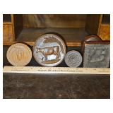 Four(4) Vintage Wooden Butter Presses w/Very Nice Stamps(Includes a 2-sided press)...