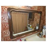 Beautiful large hanging wall mirror w/faux wood frame 52 x 36" in excellent condition just needs to be cleaned up...