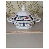 Vintage Adams English Ironstone Round Covered Vegetable Dish in the "Lancaster" Pattern in excellent vintage condition...