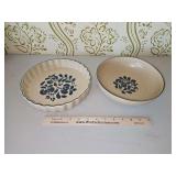 Vintage Pfaltsgraff Stoneware Folk Art Pattern 8.5" Vegetable Bowl & 9" Quiche in excellent vintage condition...