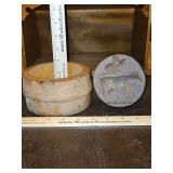Vintage Round Wooden Butter Mold w/Carved Cow Stamp...