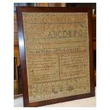 Vintage framed 12.75×15.75" sampler by "Phebe Irvin", "Aged 11 8/21/1839" SEE PICS FOR MORE DETAILS...