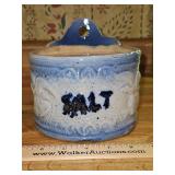 Vintage Blue & White Salt Glaze Stoneware Salt Crock w/American Eagle, Shield, & Arrows in very good vintage condition...
