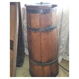 Vintage 19th c. wooden butter churn 11" bottom diameter x 23.75" tall NO DASHER in excellent vintage condition CONTENTS NOT INCLUDED...