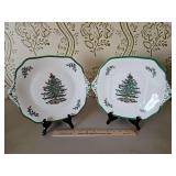 Two(2) Vintage Spode 11.25" Christmas Tree Platters S3324C & S3324M...