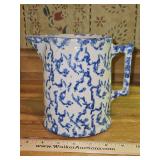 Very Nice Vintage Blue & White Spongeware Pottery 6.5" Tall Pitcher in excellent vintage condition...