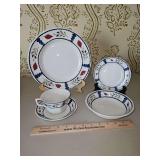 Vintage Adams English Ironstone 5-Piece Place Setting in the "Lancaster" Pattern in excellent vintage condition...
