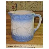 Vintage Brush McCoy "Avenue of Trees" Blue & White Salt Glaze Stoneware 5.5" Pitcher in excellent vintage condition...